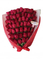 51-Piece Roses Bouquet Red/Green