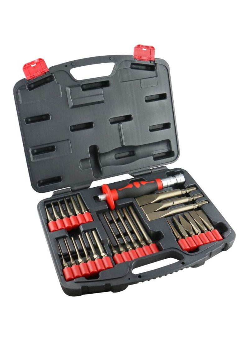 27-Piece Interchangeable Punch And Chisel Set Red/Black/Gold