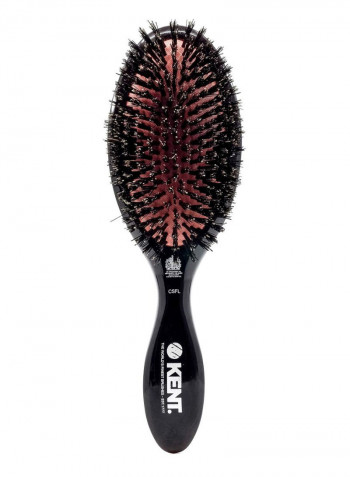 Oval Cushion Hair Brush With Cleaner Black 8.5inch