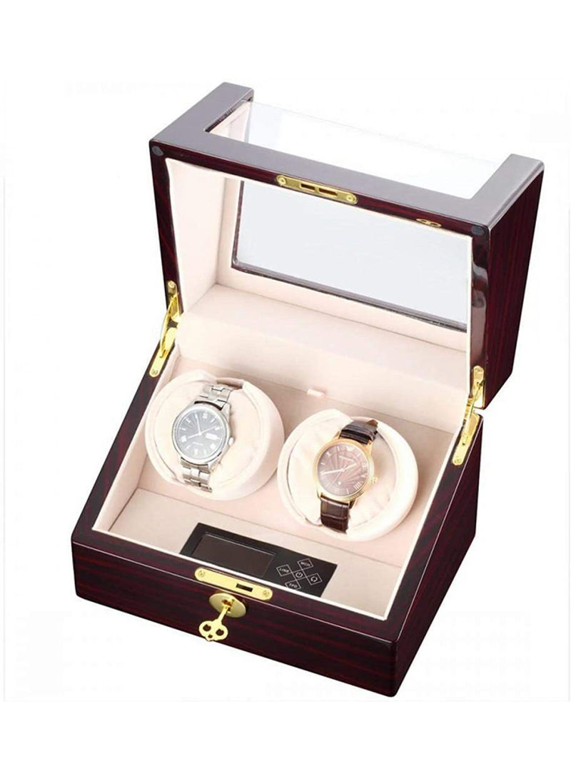 Automatic Double Handmade Wooden Watch Box With Dual Quiet Mabuchi Motors LCD Digital Display