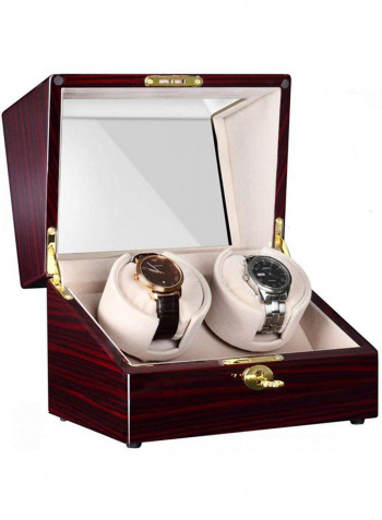 Automatic Double Handmade Wooden Watch Box With Dual Quiet Mabuchi Motors LCD Digital Display