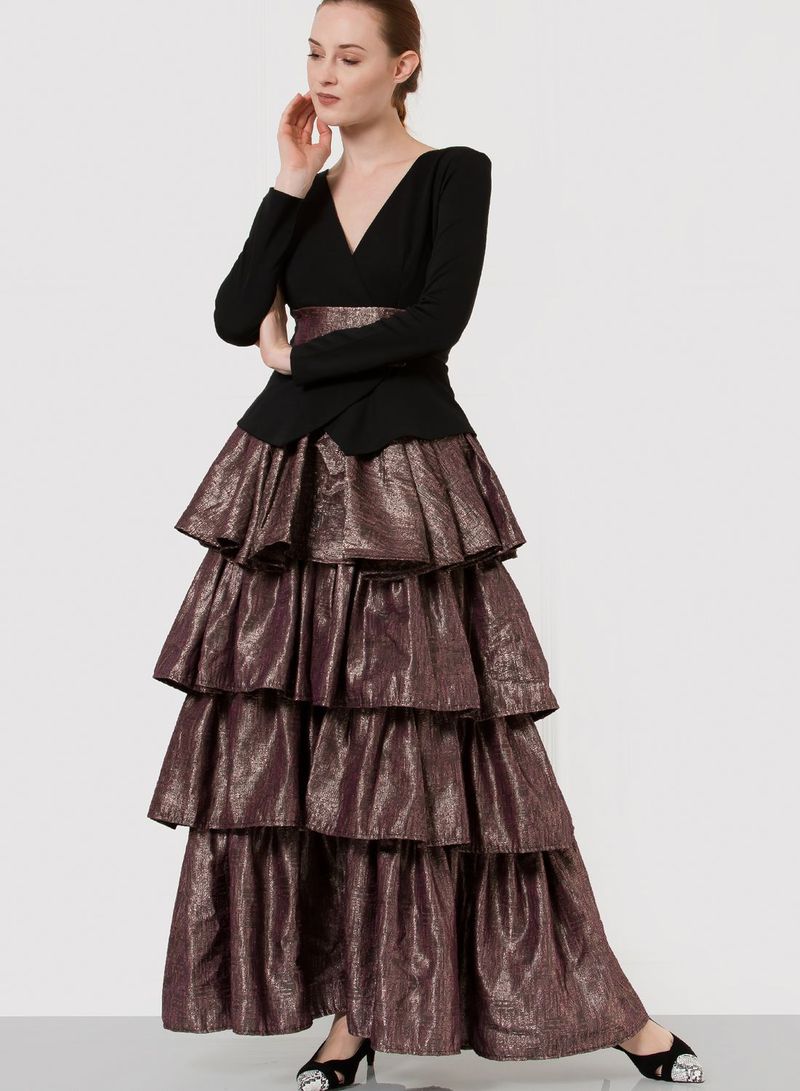 Layered Jacquard Dress Black/Brown