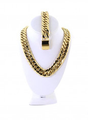 Stainless Steel Metal Chain Necklace & Bracelet Set