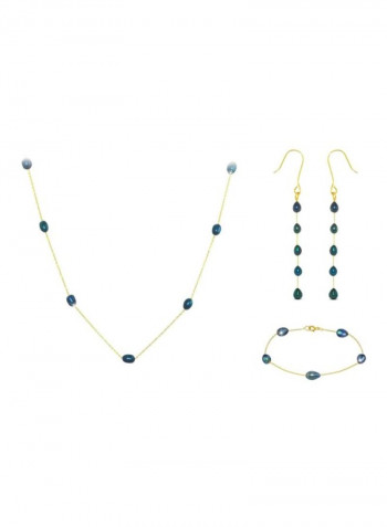 10 Karat Gold Black Pearls Studded Jewellery Set