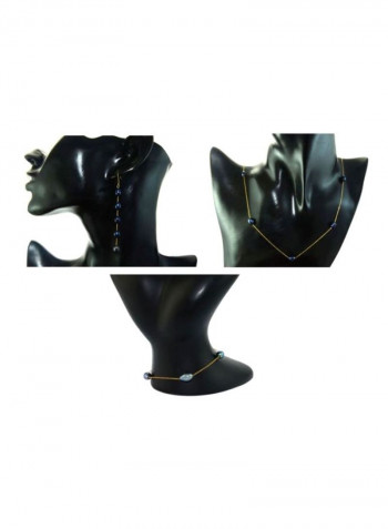 10 Karat Gold Black Pearls Studded Jewellery Set
