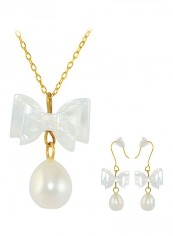 18 Karat Gold Pearl Beaded Jewelry Set