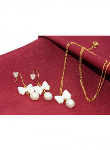 18 Karat Gold Pearl Beaded Jewelry Set