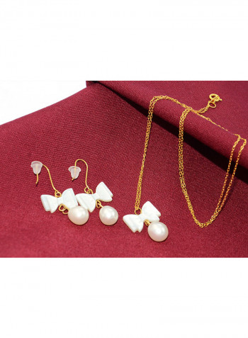 18 Karat Gold Pearl Beaded Jewelry Set