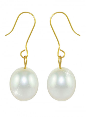 18K Gold Pearl Pendant Necklace With 10K Gold Earrings
