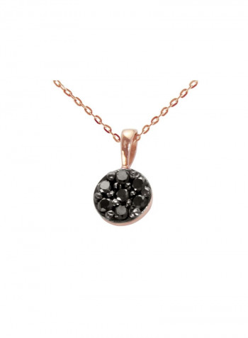 18K Solid Black And Rose Gold 0.07Cts Genuine Black Diamonds Solitaire Necklace