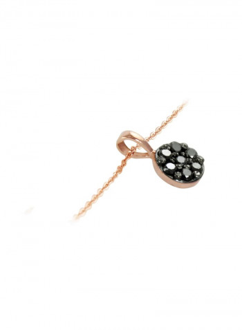 18K Solid Black And Rose Gold 0.07Cts Genuine Black Diamonds Solitaire Necklace