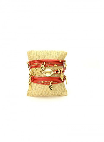 24 Karat Gold Plated Swarovski And Crystal Studded Leather Bracelet