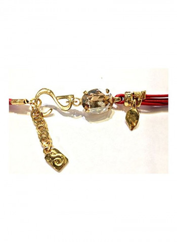 24 Karat Gold Plated Swarovski And Crystal Studded Leather Bracelet