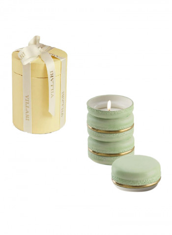 Macaron Scented Candle Spring Green/Gold 10x7cm