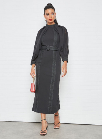Wide Sleeve Bodycon Dress Black