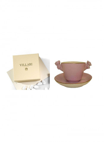 2-Piece Tea Cup And Saucer Pink 200ml