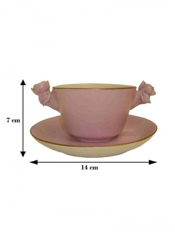 2-Piece Tea Cup And Saucer Pink 200ml