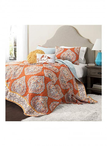 5-Piece Reversible Quilt Set Orange/Blue/Brown King