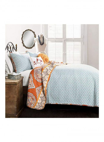 5-Piece Reversible Quilt Set Orange/Blue/Brown King