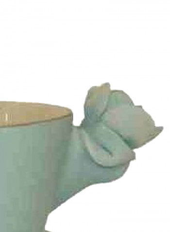 Tea Cup With 2 Roses And Saucer Aquamarine 8X14cm