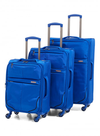 Lite Softside 3 Piece Luggage Trolley Set Blue