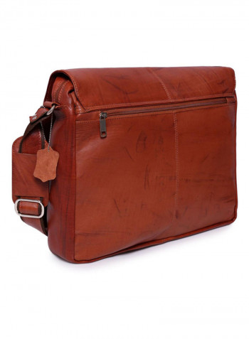 Leather Stitch Detailed Crossbody Bag Brown