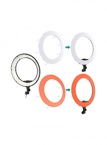 2-Piece Dimmable Studio LED Ring Light Set 55watts Black/Red