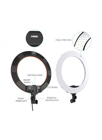 2-Piece Dimmable Studio LED Ring Light Set 55watts Black/Red