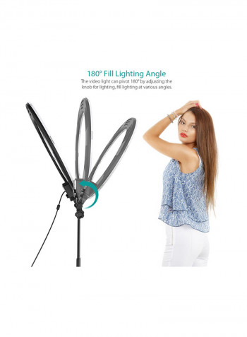 2-Piece Dimmable Studio LED Ring Light Set 55watts Black/Red