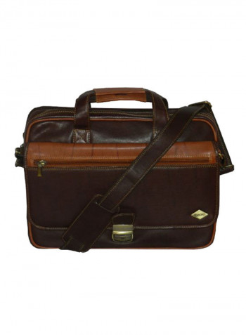 Leather Office Shoulder Bag Brown