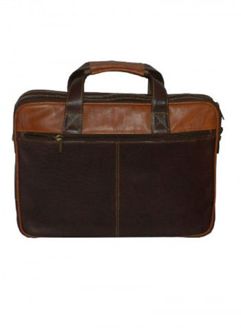 Leather Office Shoulder Bag Brown