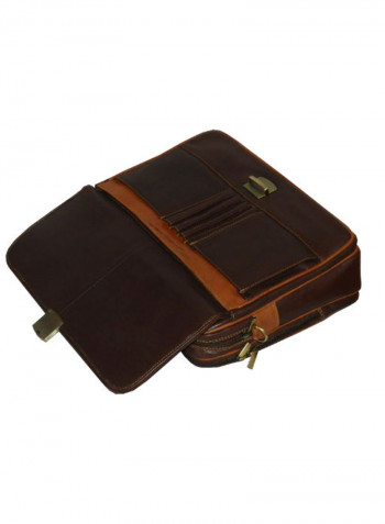 Leather Office Shoulder Bag Brown