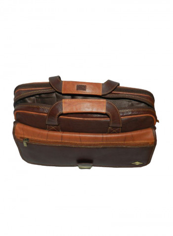 Leather Office Shoulder Bag Brown