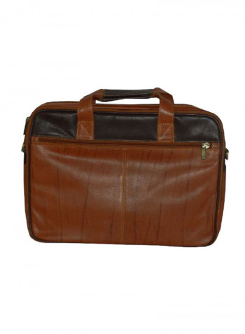 Leather Office Shoulder Bag Brown