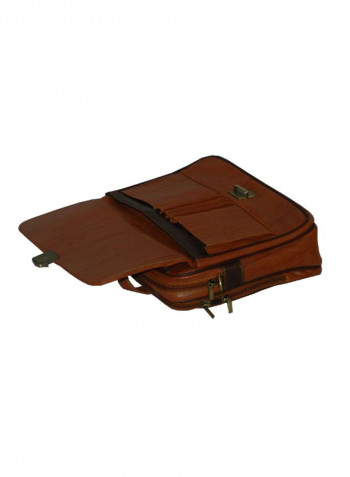 Leather Office Shoulder Bag Brown