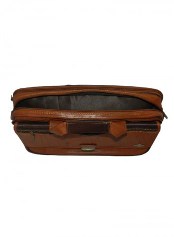 Leather Office Shoulder Bag Brown