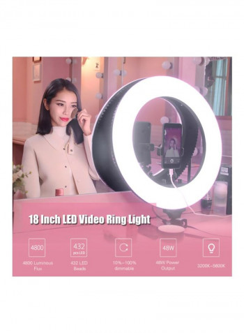 R-48B LED Ring Shaped Studio Photography Lamp Set - US Plug Black