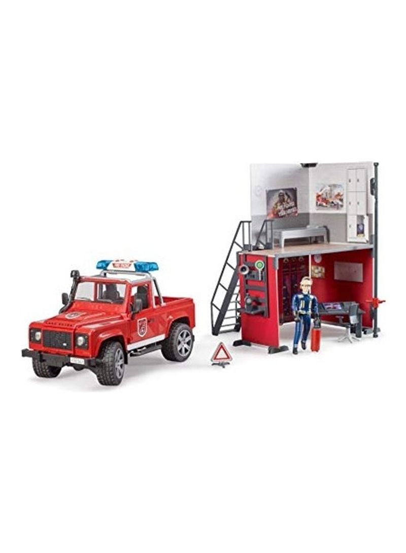 Fire Station With Land Rover Defender Playset