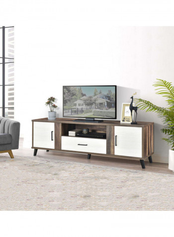 Beverly 2 Door TV Cabinet White/Brown 240x40x48cm