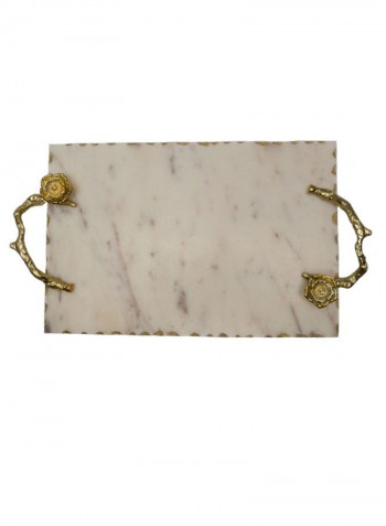 Marble Tray White/Gold 45 x 25.50 x 2cm