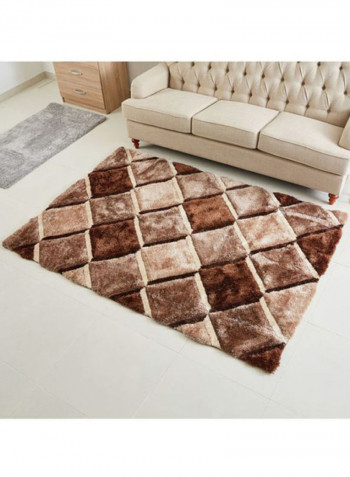 3D Textured Shaggy Rug Brown 300x200cm