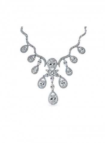 Silver Plated Cubic Zirconia Studded Necklace