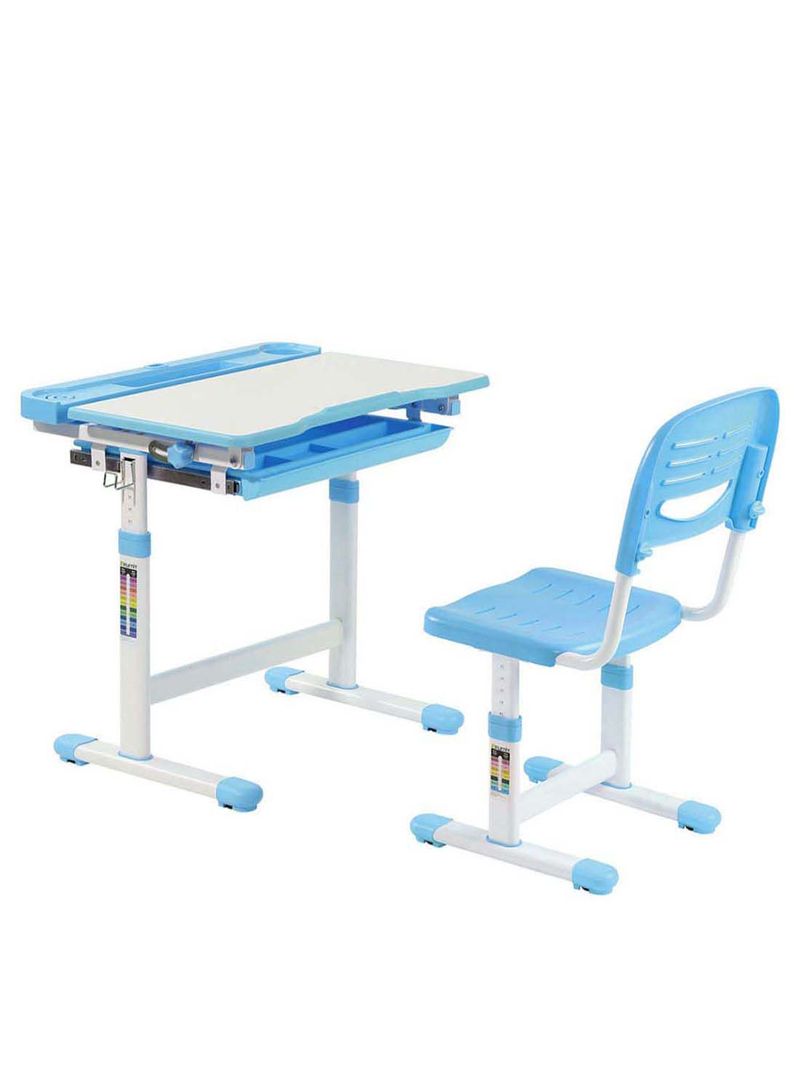 Jupiter Series Ergonomic Adjustable Desk Chair Set With Multi-Function Table Slot Blue/White 49.3centimeter