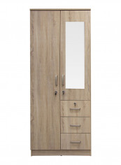 Cooper 2-Doors And 3-Drawers Wardrobe With Mirror Brown