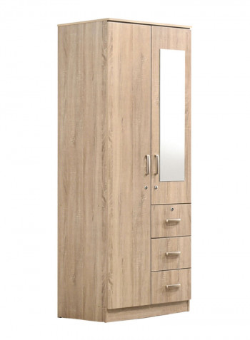 Cooper 2-Doors And 3-Drawers Wardrobe With Mirror Brown