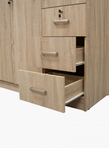 Cooper 2-Doors And 3-Drawers Wardrobe With Mirror Brown