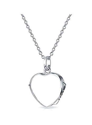 925 Sterling Silver Garnet Studded Locket Necklace