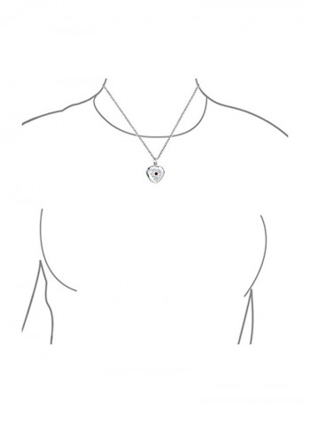 925 Sterling Silver Garnet Studded Locket Necklace