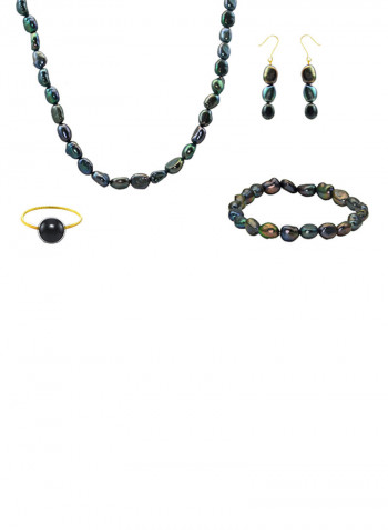 10 Karat Gold With Pearls Jewellery Set
