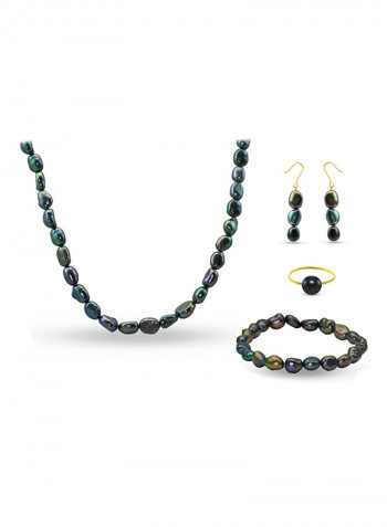 10 Karat Gold With Pearls Jewellery Set